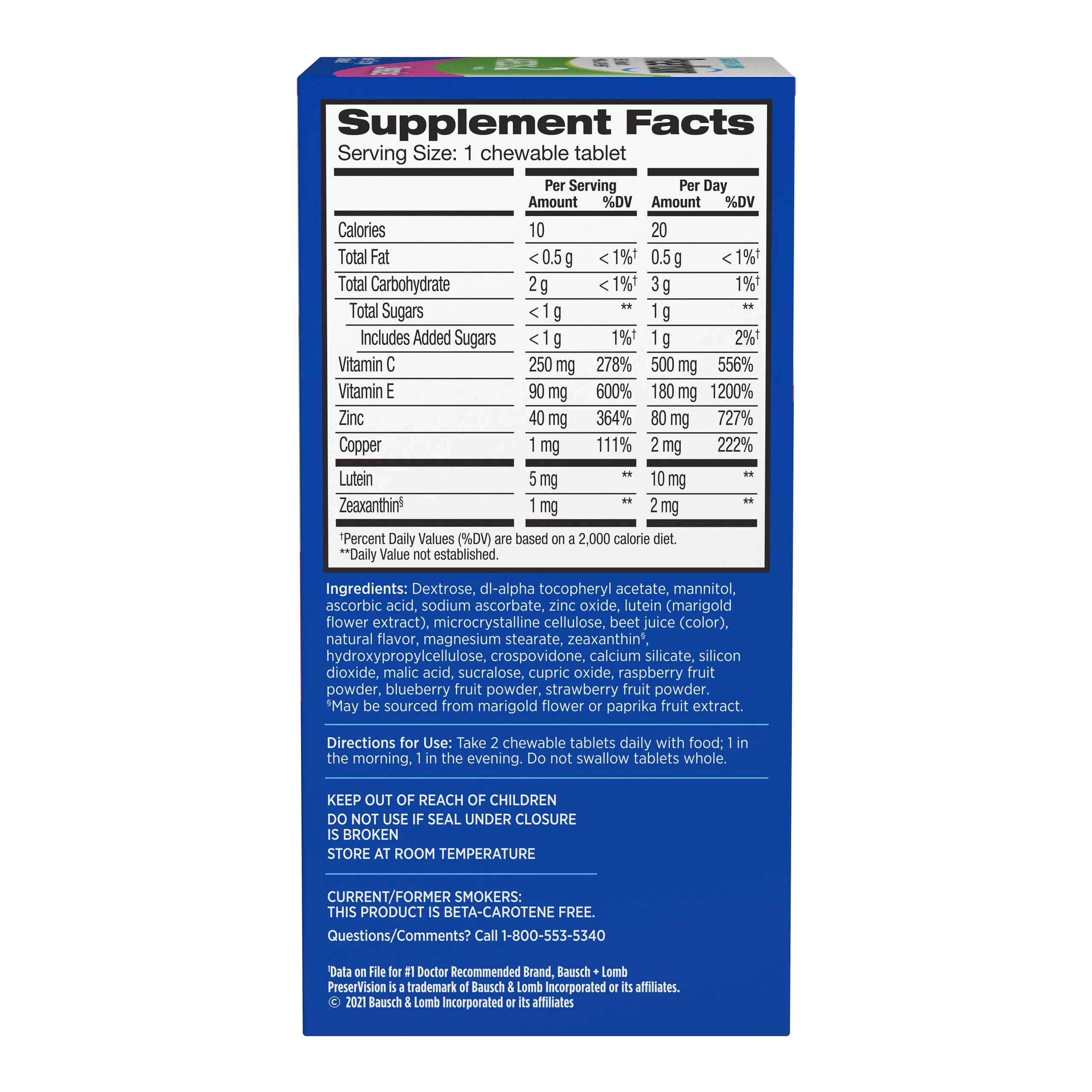 PreserVision® AREDS 2 Formula Eye Vitamin and Mineral Supplement, 70 Chewable Tablets