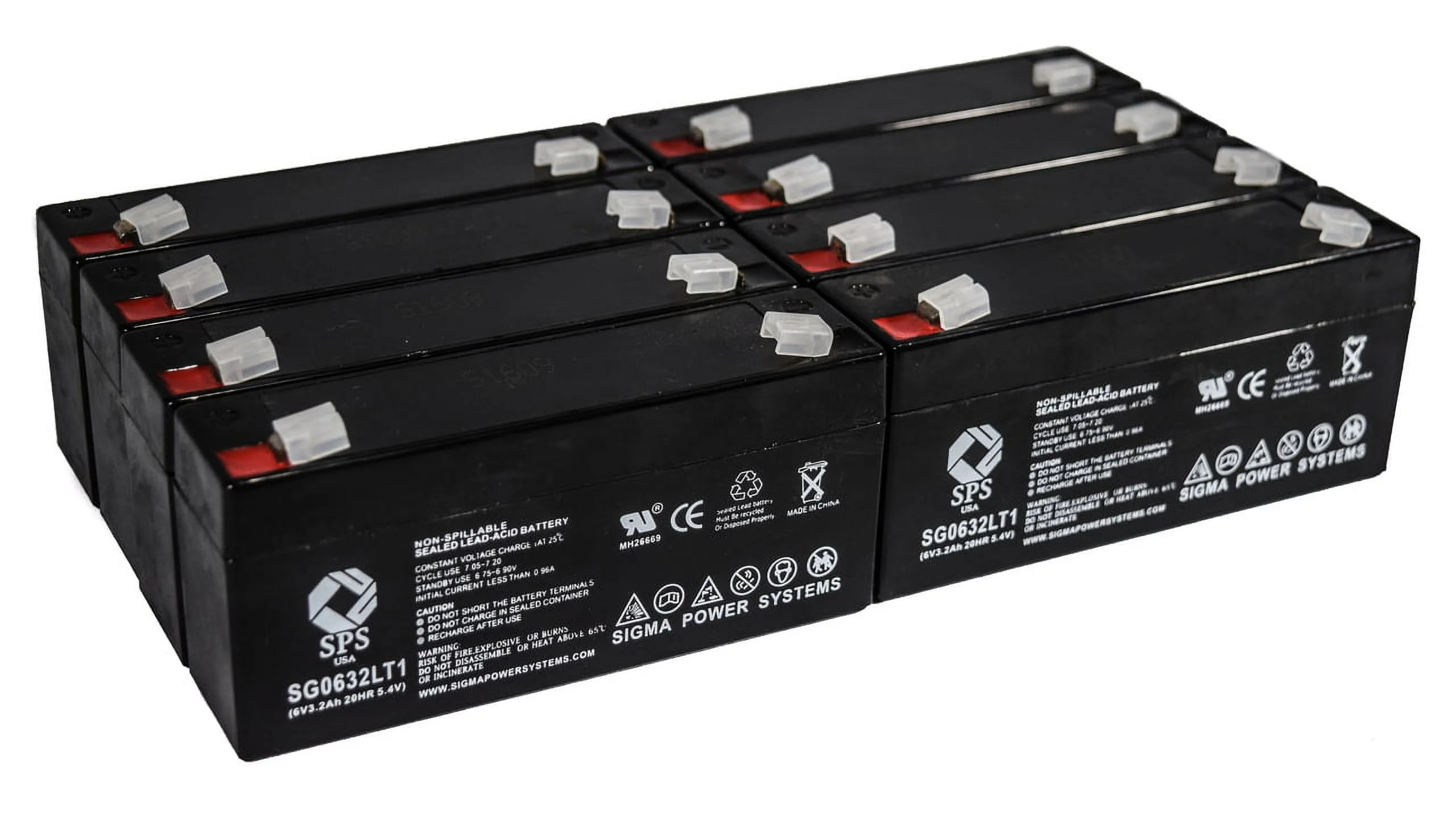 SPS Brand 6 V 3.2 Ah Replacement Battery (SG0632LT1) with Terminal LT1 for General Electric / Ge PROCARE 200 (8 PACK)