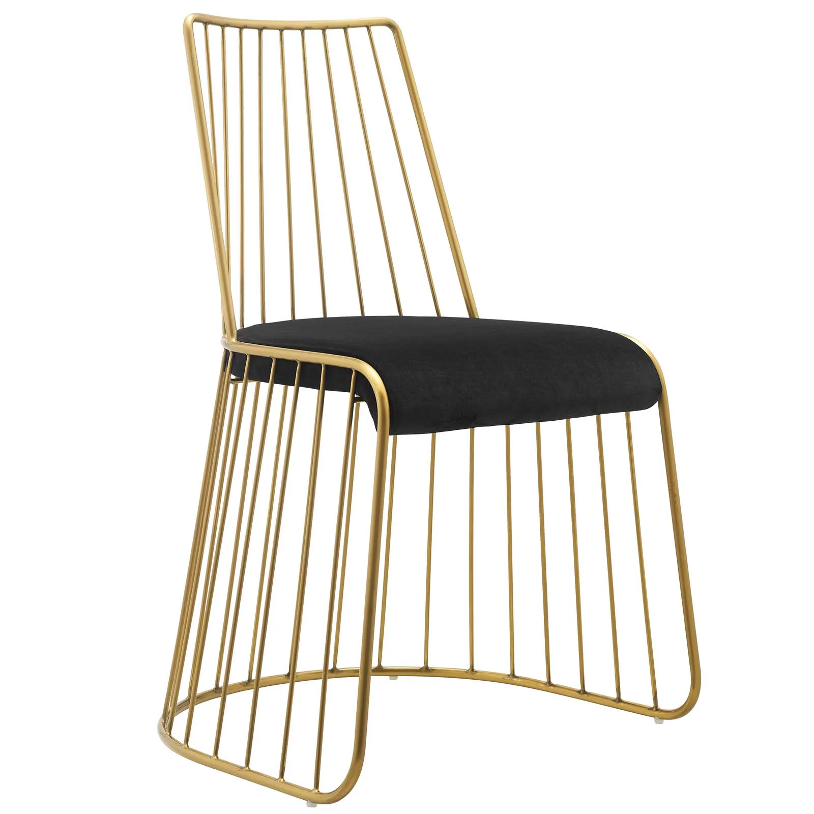 Modway Rivulet Gold Stainless Steel Performance Velvet Dining Chair in Gold Black