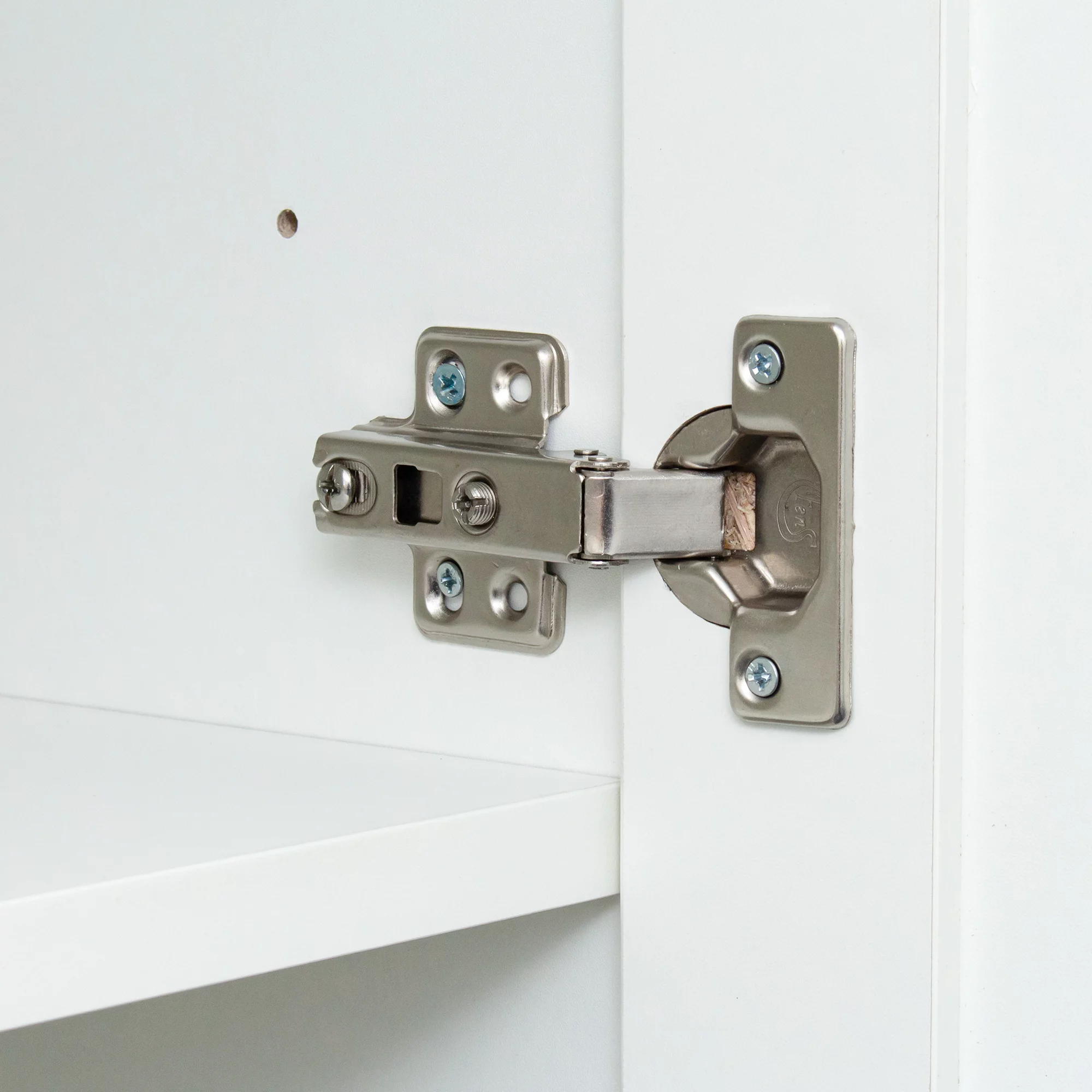 ikayaa High wardrobe and kitchen cabinet with 2 doors and 3 partitions to separate 4 storage spaces, White