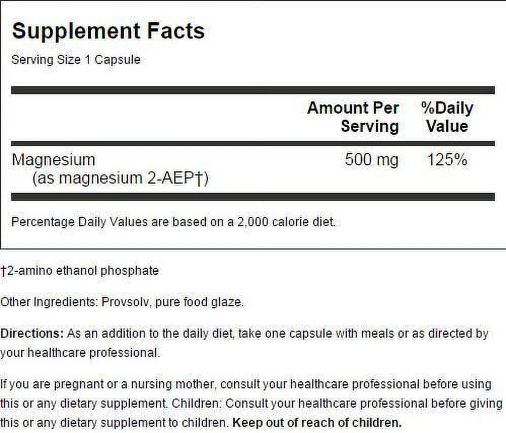 Advanced Research/Nutrient Carriers 2-Aep Magnesium 500 mg 100 Veg Caps