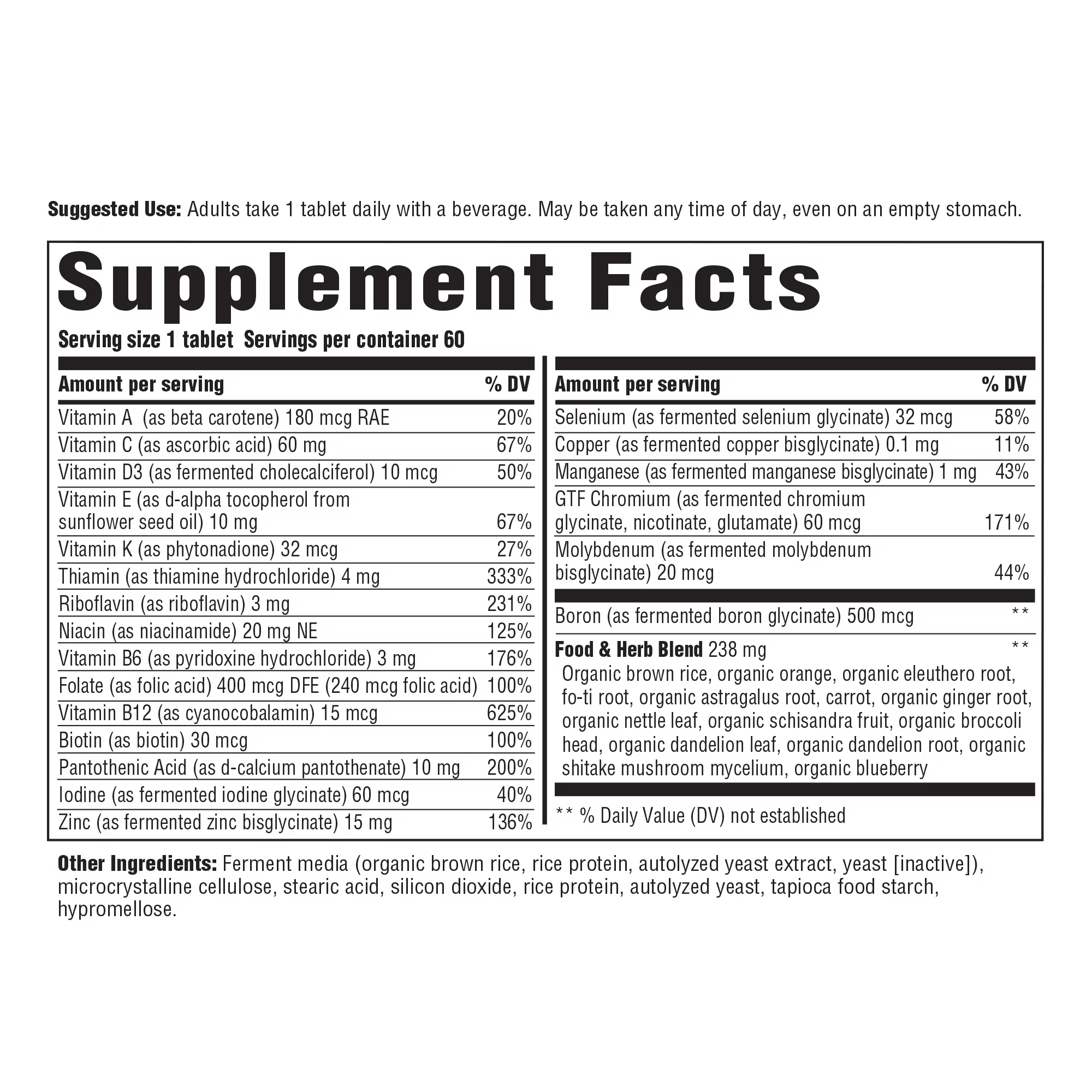 INNATE Response Formulas Men's One Daily Iron Free - Daily Multivitamin For Men Free of Iron - With B Vitamins - Vegetarian, Non-GMO, and Gluten-Free - 60 Count (60 Servings)