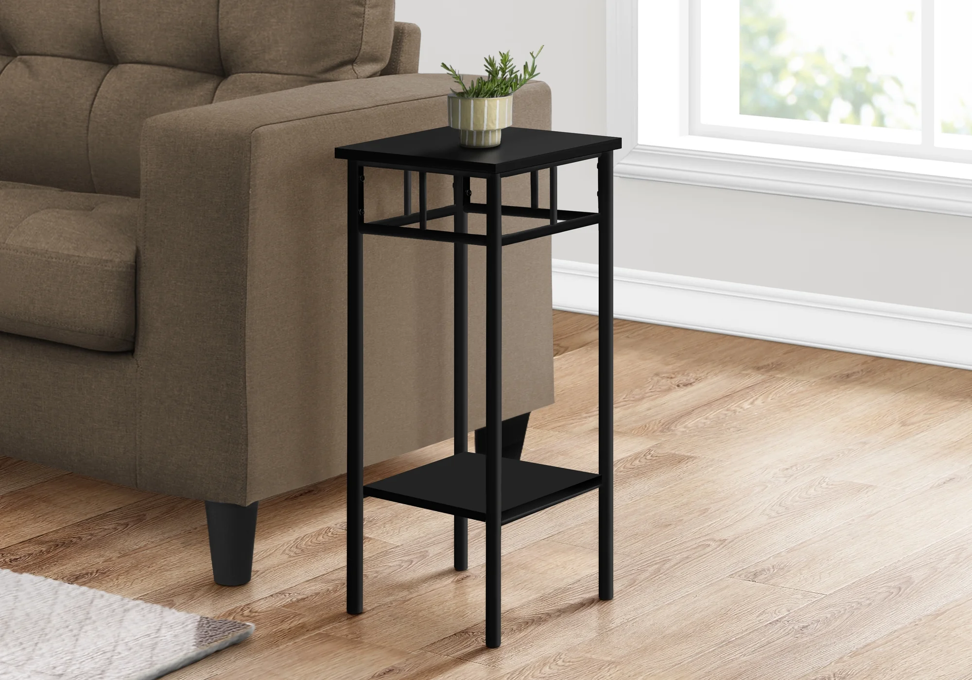 Accent Table Side End Plant Stand Square Living Room Bedroom Metal Black