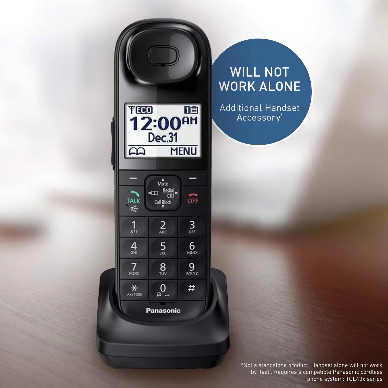 Panasonic KX-TGLA40B Dect 6.0 Additional Digital Cordless Handset For The KX-TGL43 Series