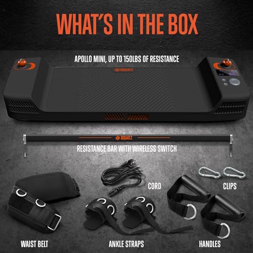 SQUATZ Apollo Board Mini: 150lb Resistance Smart Cable Machine, Functional Trainer for Full Body Workouts, Full Body Strength, Digital Home Gym Equipment with Free App includes Accessories, Orange