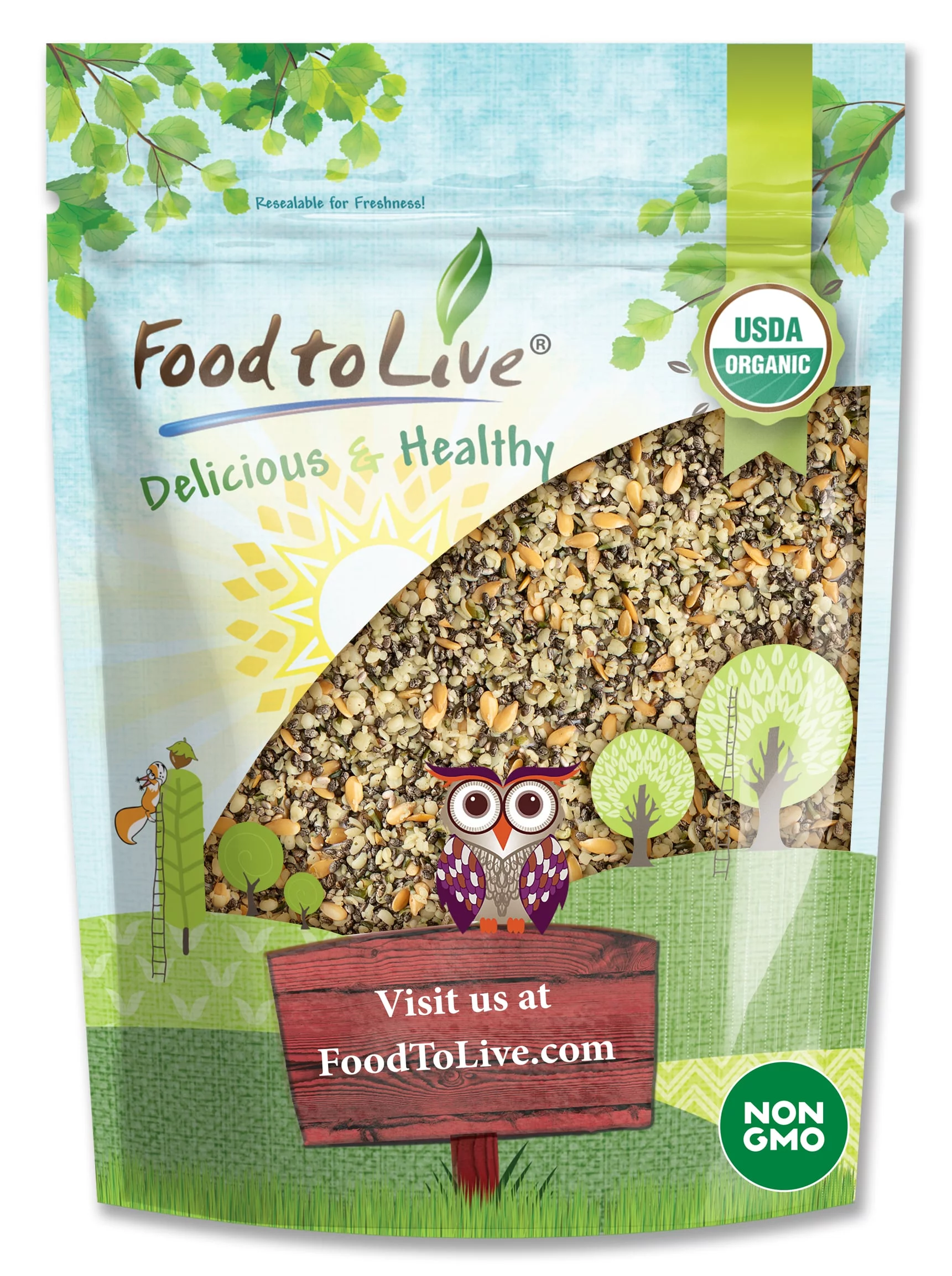 Organic Chia, Flax, and Hemp Seeds Mix, 5 Pounds – A Non-GMO Blend – by Food to Live