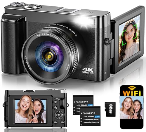 4K Digital Camera for Photography Autofocus, Upgraded 64MP WiFi Vlogging Camera for YouTube with 3
