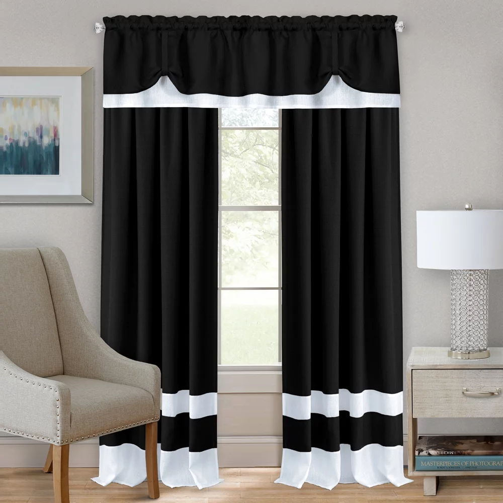 Darcy Two-tone Rod Pocket Window Curtain Panel