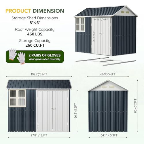 6x4FT Outdoor Steel Storage Shed with Clear Window, Lockable Doors, Weather-Resistant Metal Tool Shed for Garden, Backyard, Patio, and Utility Storage