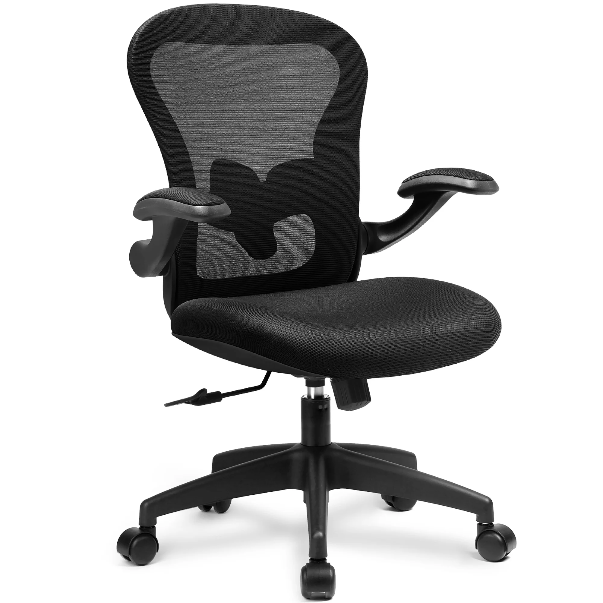 COMHOMA Office Chair Ergonomic Mesh Mid Back Task Chair with Flip-up Arms, Black