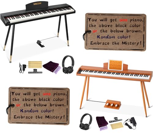Digital Piano Keyboard for Beginners,Full Size 88 Key Semi-Weighted Keyboard Electric Piano with Stand,Power Adapter,Sheet Music Stand,Pedal,Headphone,USB-MIDI Compatibility,Wood Black or brown