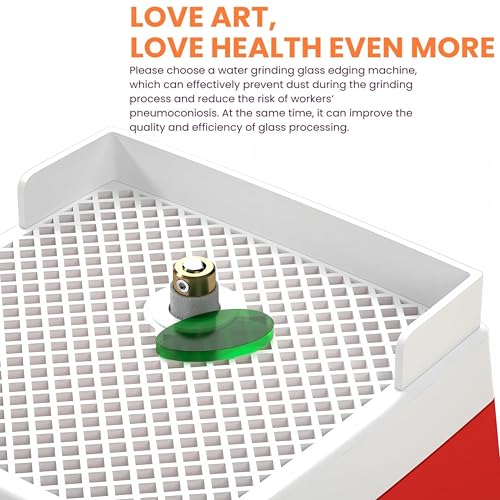 65W Stained Glass Grinder, 110V Electric Glass Grinder Tool, Portable Mini Glass Art Grinding Machine with 5/8'' and 1” Grinder Bits for Glass Ceramic Processing, 4200 RPM (Red)