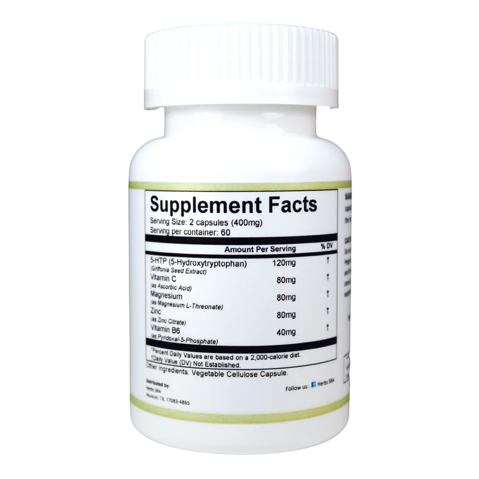 MAGNESIUM L-THREONATE,SerotoninHelp 5-HTP, 120 Capsules, Brain Booster, Mental Nutrition - 120 Capsules