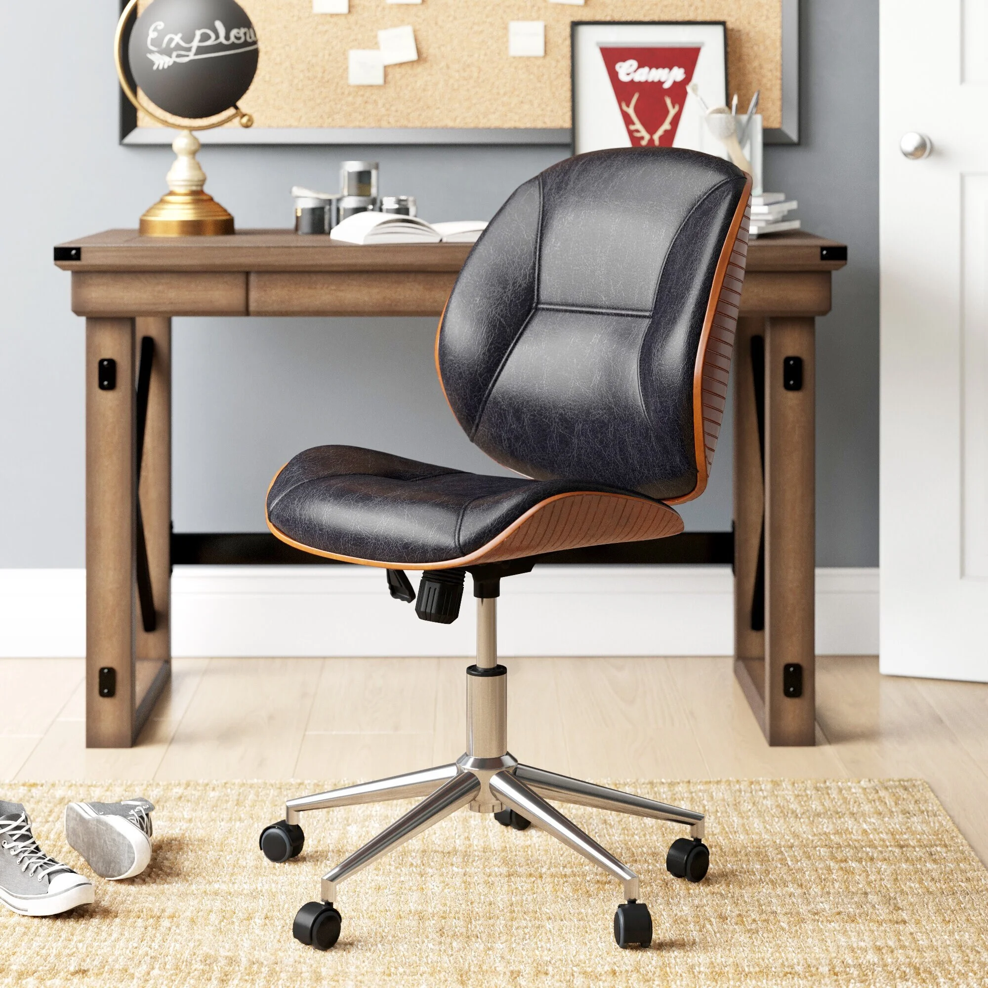 Shaun PU Leather Bamboo Office Chair