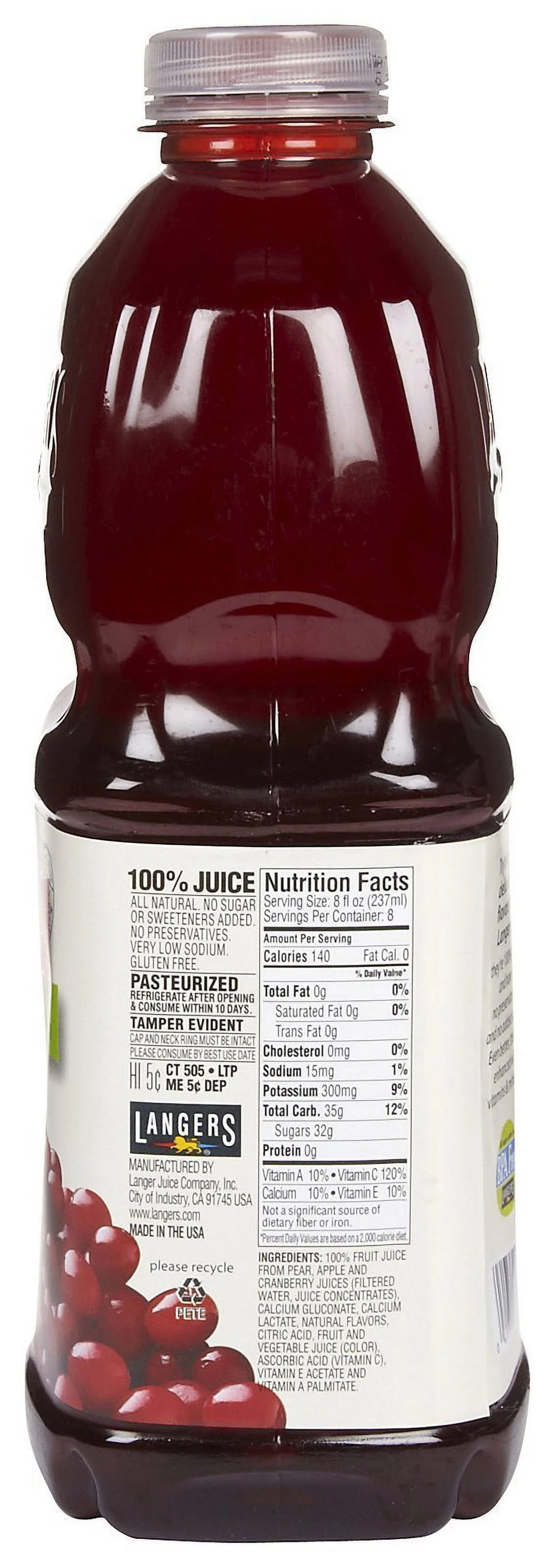 LANGERS CRANBERRY PLUS JUICE PLASTIC BOTTLE 1 CT 64 OZ (Pack of 24)