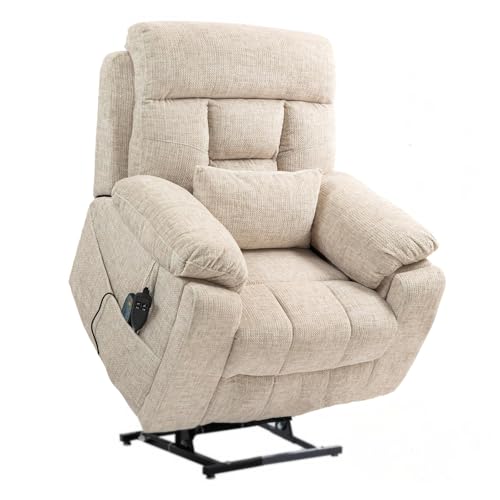 Lift Chair Recliner Lay Flat 180-Degree, Heavy Duty, Infinite Position Electric Recliner Chair Lift Chair with Massage and Heat, Dual Motor Power Stand Up Lifting Recliners for Seniors (Brown)