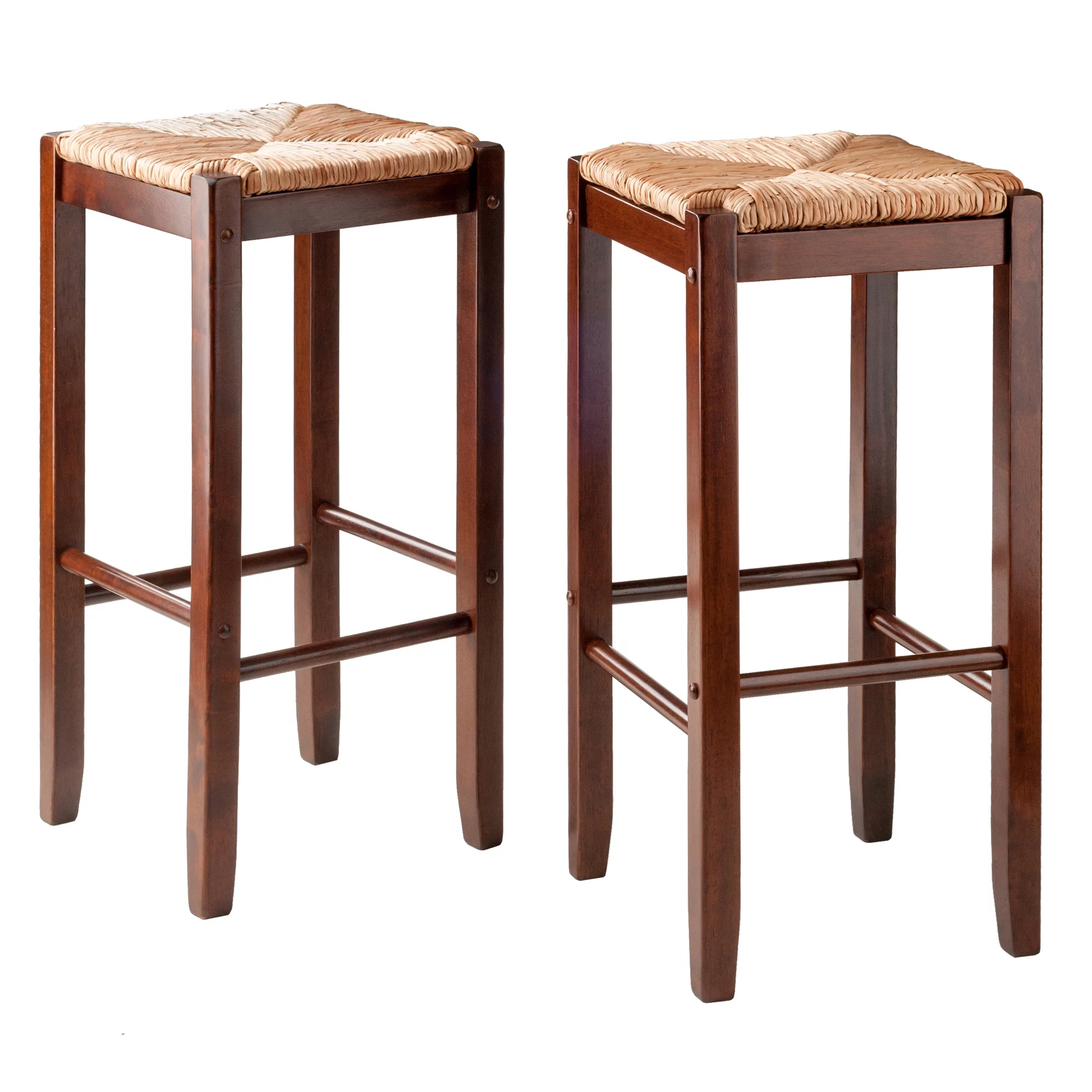 Winsome Wood Kaden Rush Seat Bar Stool Set, 29