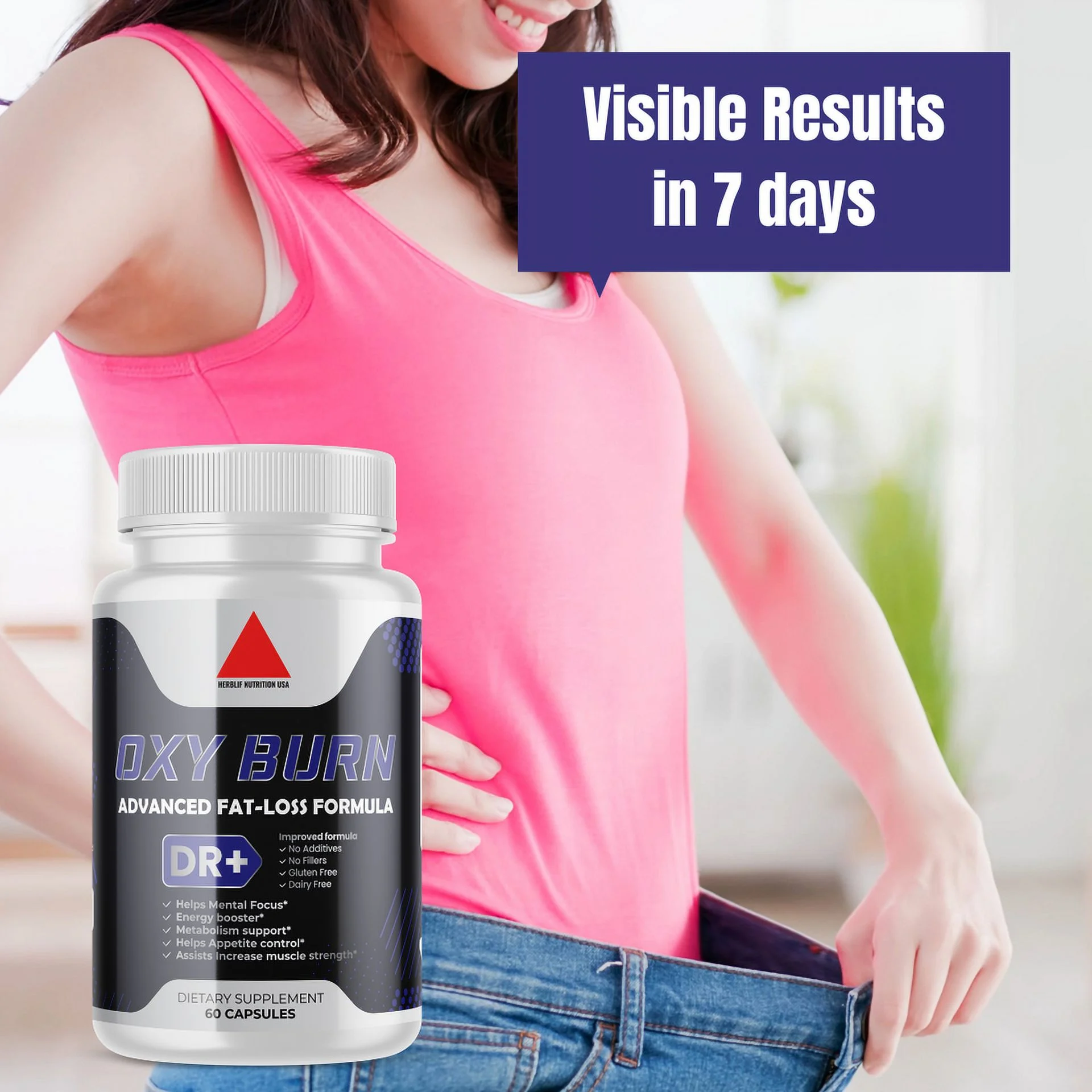 Oxy Burn Belly Fat Burner Pills to Lose Stomach Fat - Weight Loss Supplement, Men & Women - 60 Capsules