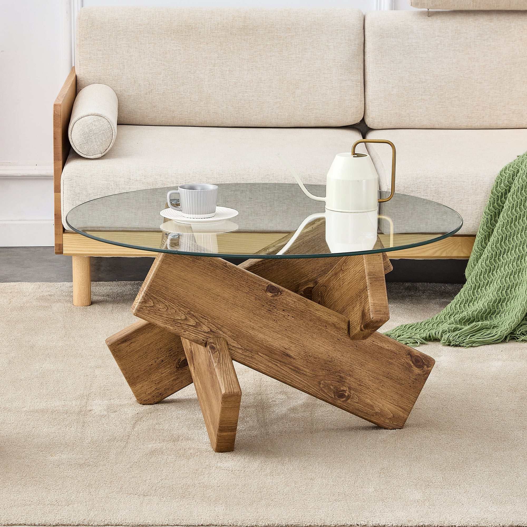 Round Coffee Table for Living Room, 33.4