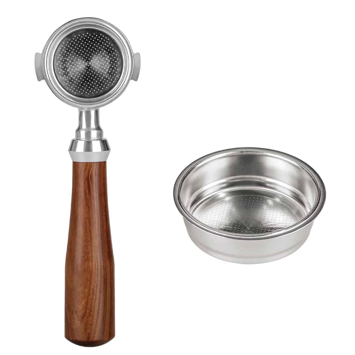 Aoresac Coffee cup,Compatible Espresso Handle (Filter Included) Coffee 51mm 51mm Coffee Compatible Rosewood Handle (Filter Coffee Compatible Espresso