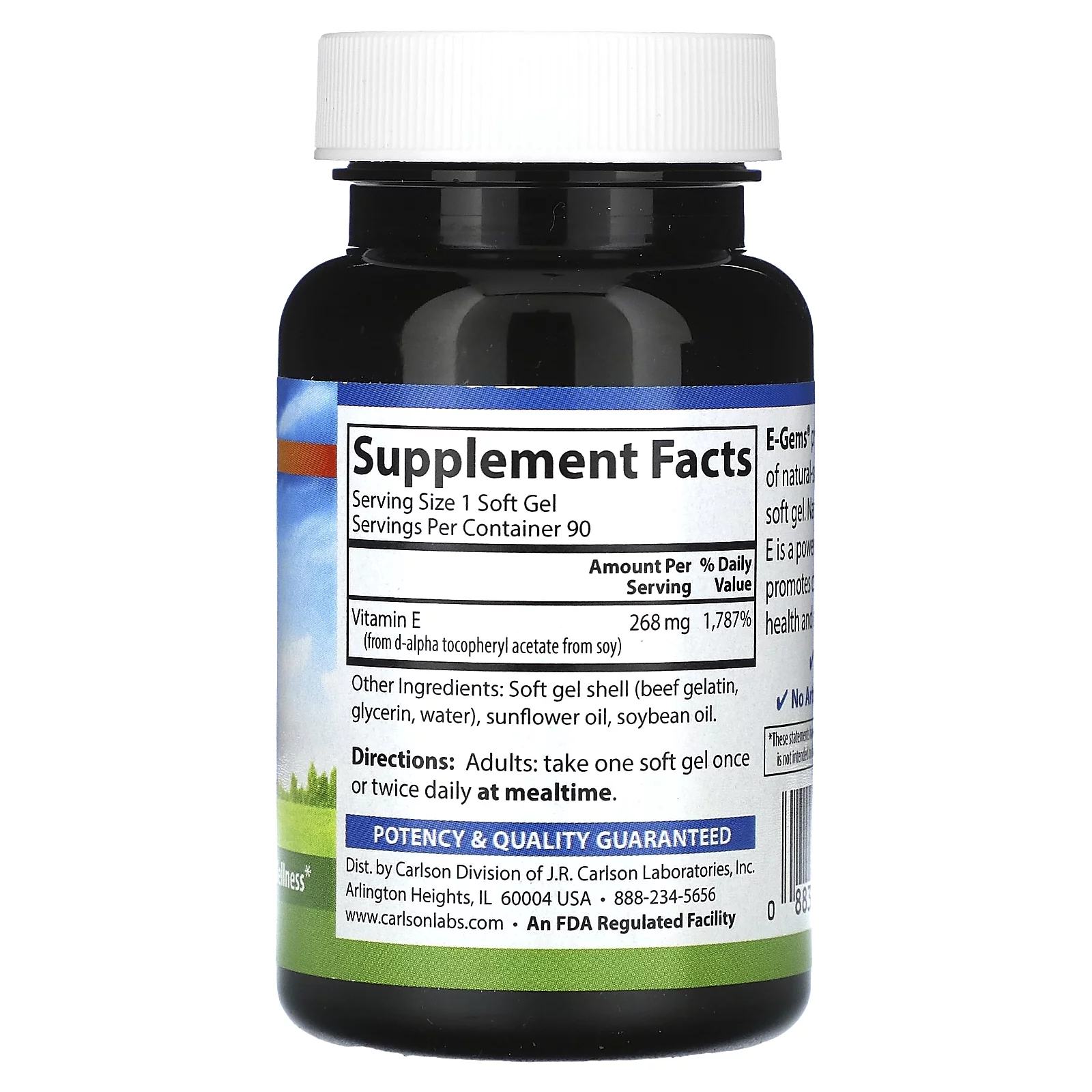Carlson E-Gems, 268 mg (400 IU), 90 Soft Gels