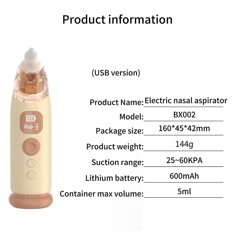 Pinnaco Electric Baby Nasal Aspirator with 3 Suction Levels, Low Noise, and Anti-backflow for Infants - Baby Nose Sucker