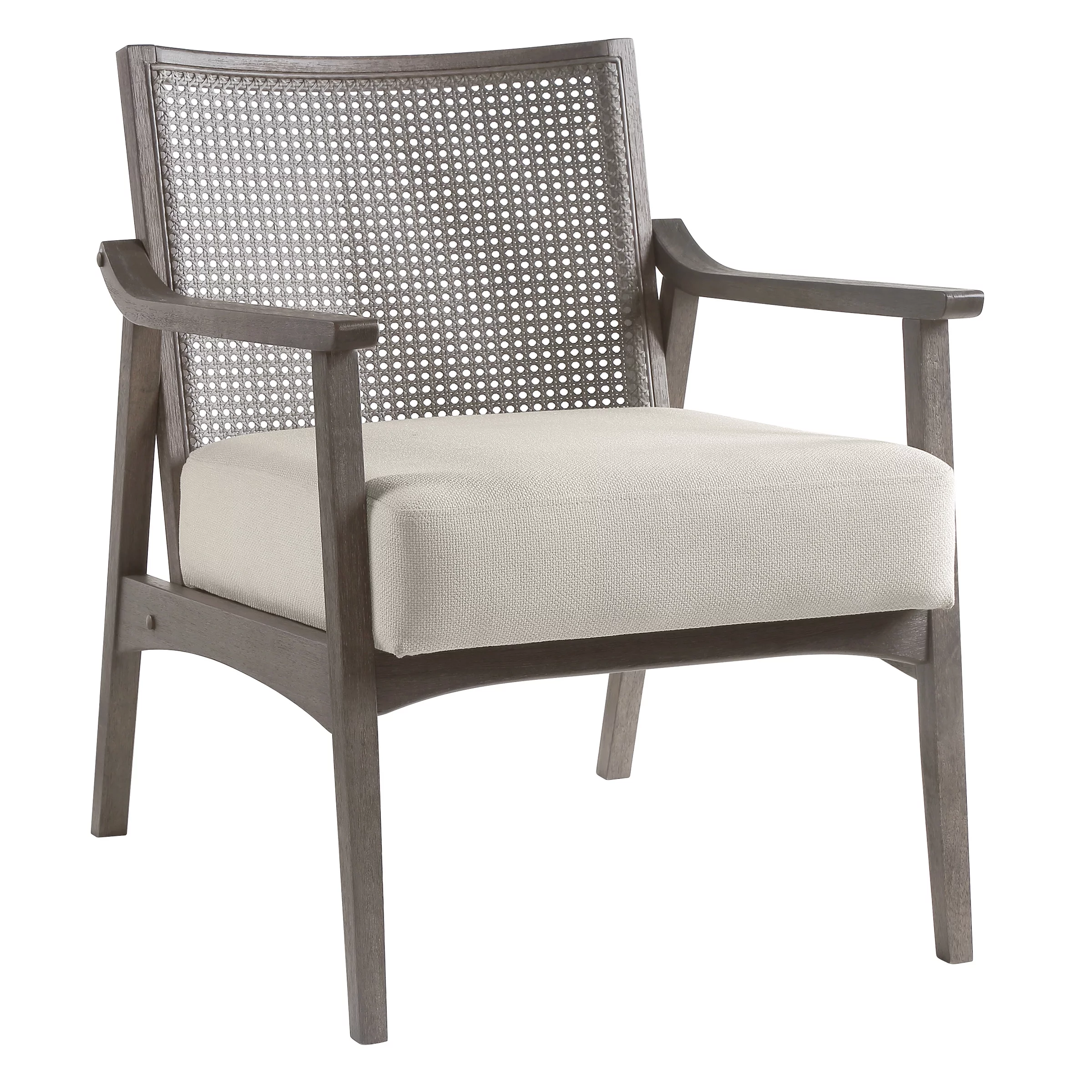 Lantana Arm Chair in Linen Cream Fabric and Gray Rustic Finish