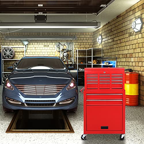 TUFFIOM 5-Drawer Rolling Tool Chest, Tool Storage Cabinet w/Drawers, Lockable Wheels, Detachable Top & Adjustable Shelf, Mechanic Tool Organizer Box for Garage, Workshop, Warehouse & Repair Shop