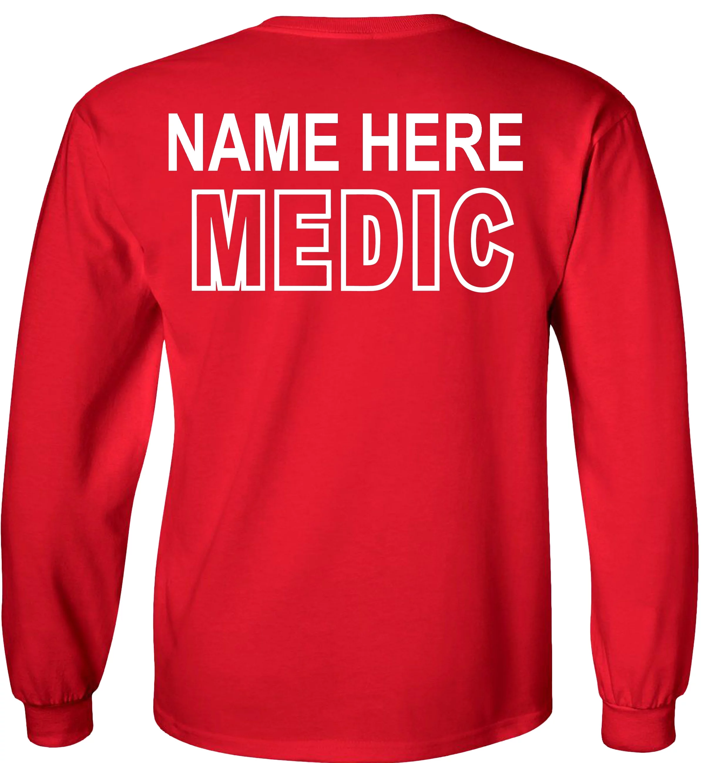 Fair Game Custom Medic Long Sleeve Shirt Emergency Medical Personalized Graphic Tee-Red-3x