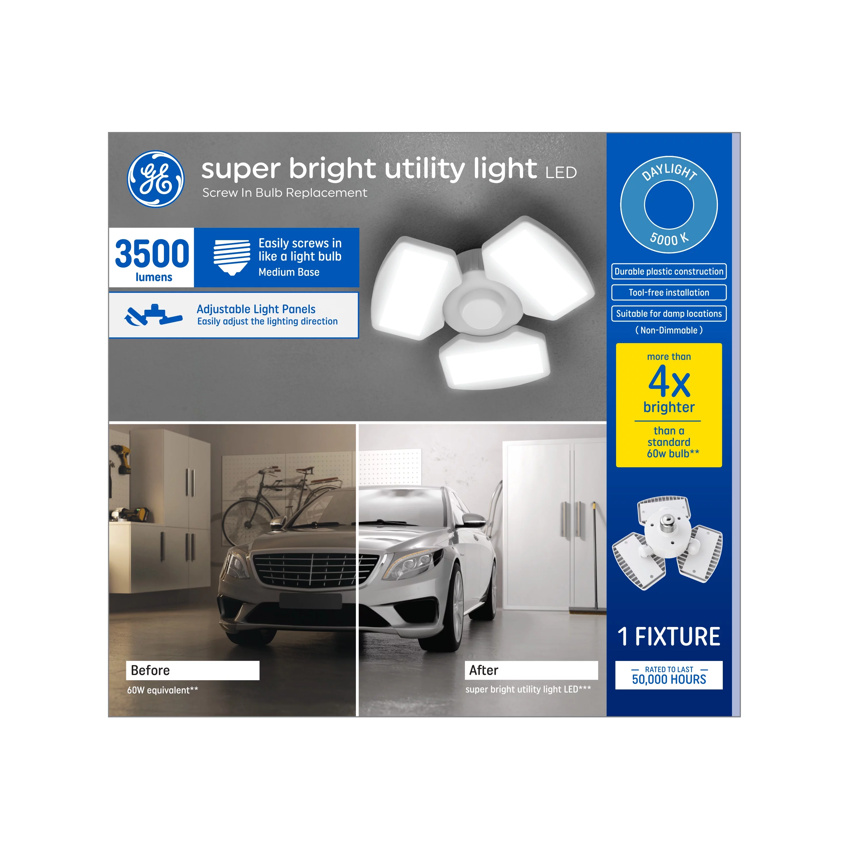 GE LED 30W Daylight Super Bright Utility Light, Medium Base, 1pk
