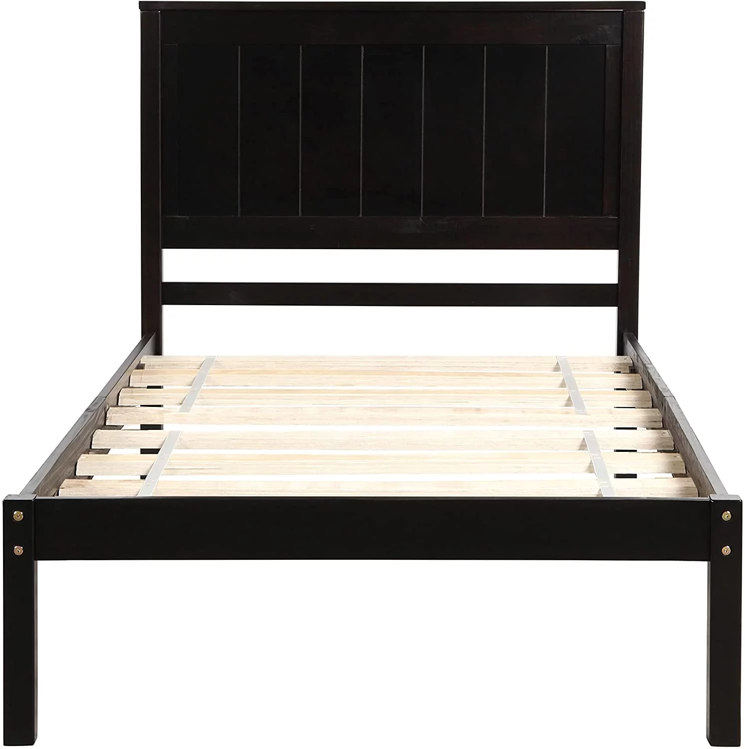 Full Size Solid Wood Platform Bed Frame with Headboard and Wooden Slat Support, No Box Spring Needed, Mattress Foundation, Easy Assembly, Espresso