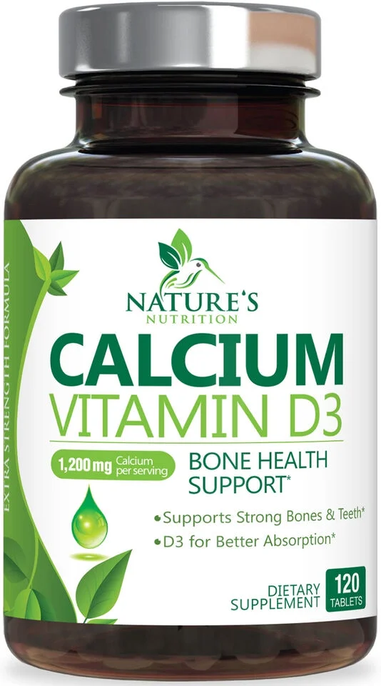 Calcium 1200mg with Vitamin D3 Supplement for Strong Bones & Muscle Support 120 Capsules