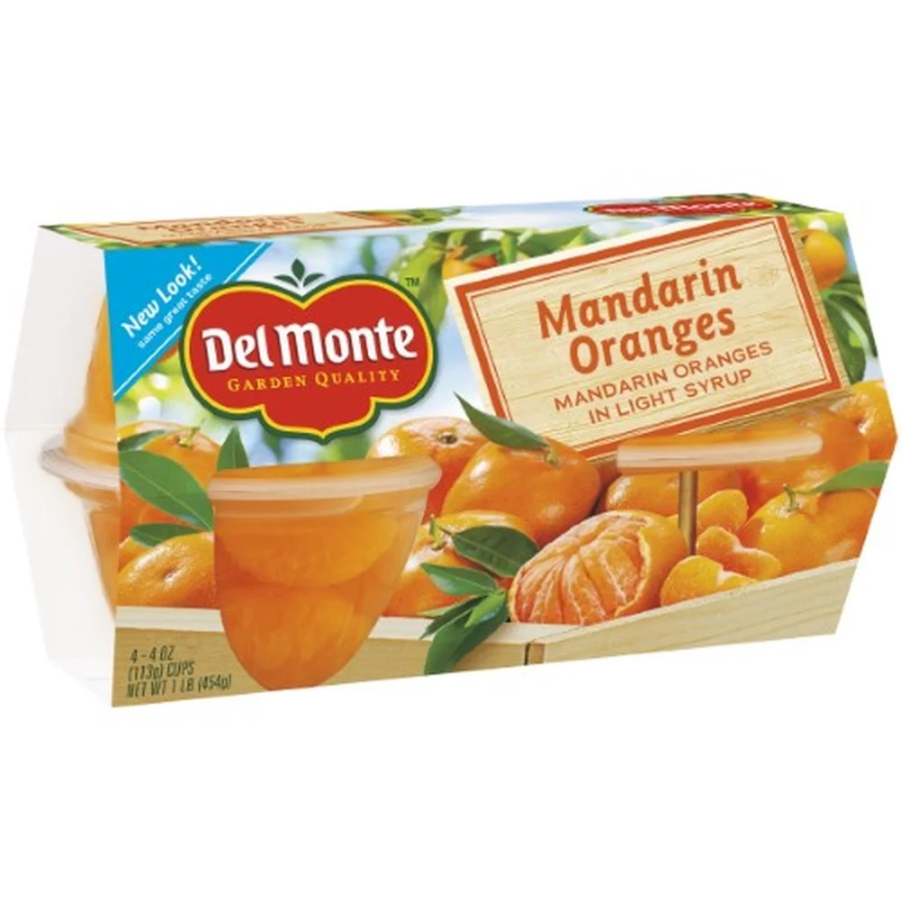 Del Monte Fruit Cup Snacks Mandarin Oranges in 100% Juice Fruit Cups (Pack of 16)