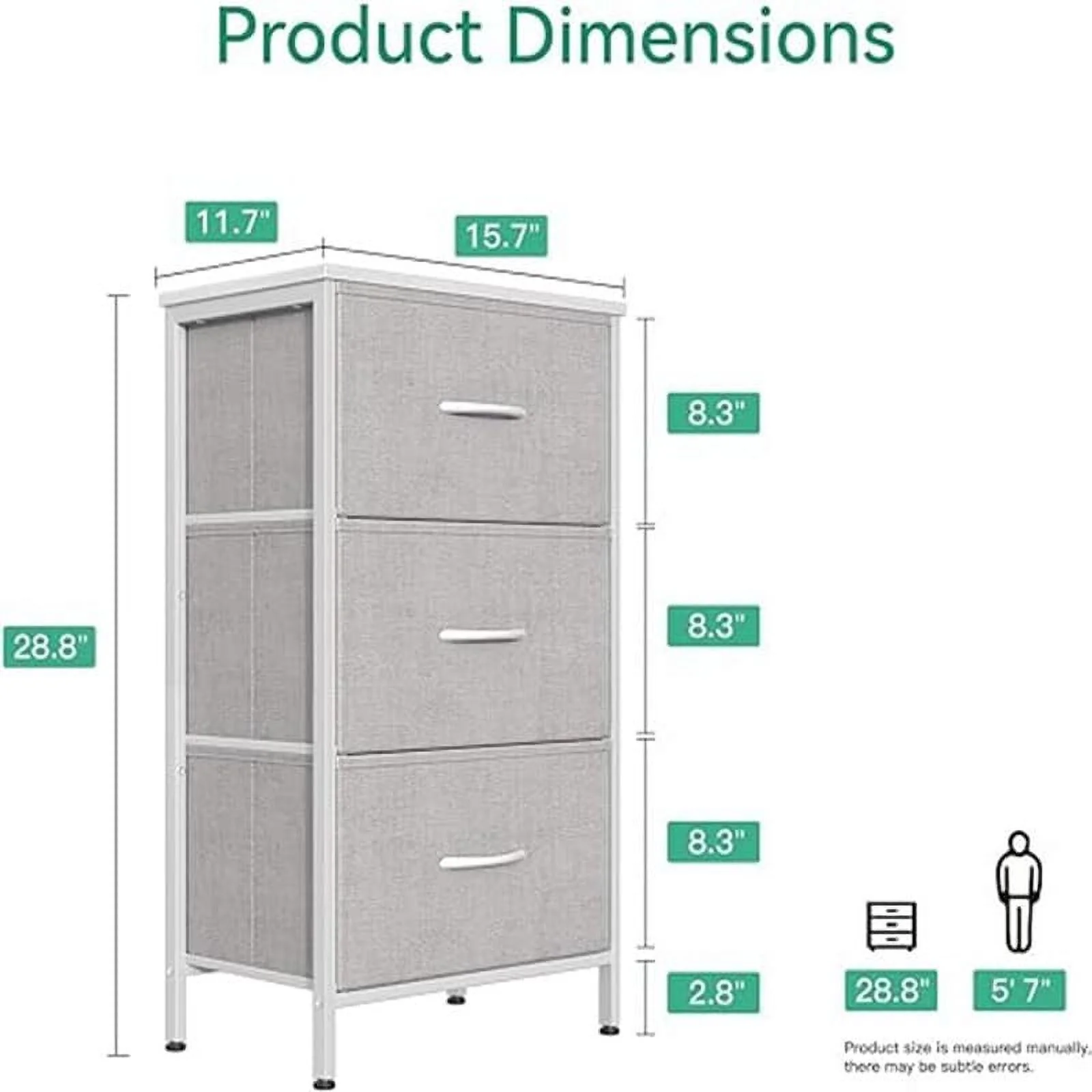 Dresser for Bedroom Nightstand Small Light Grey