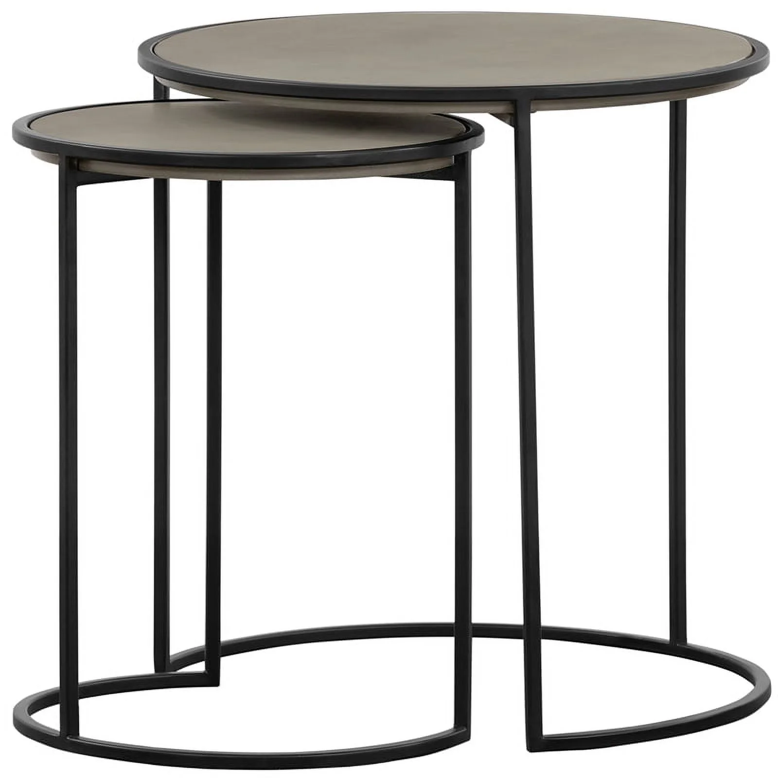 Maklaine 2-Piece Modern Metal Nesting End Table Set in Black