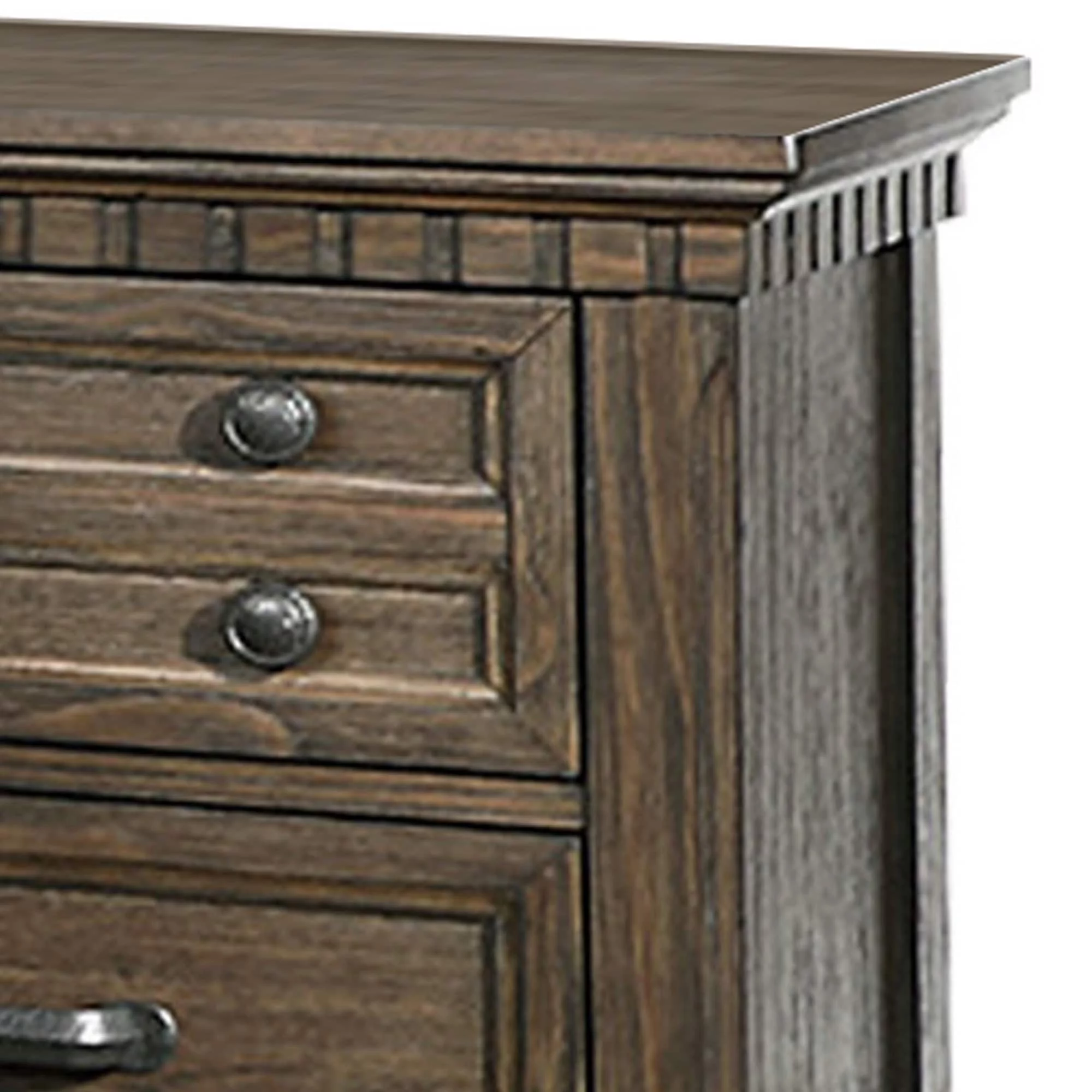 Ziv 29 Inch Classic Wood Nightstand, 2 Drawers, Metal Bar Handles, Brown