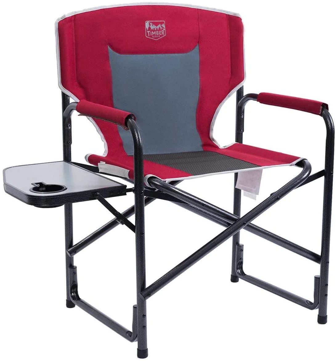 Timber Ridge Director's Chair Folding Aluminum Camping Portable Lightweight Chair Supports 300lbs with Side Table, Outdoor