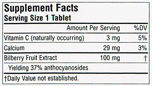 Bilberry Vision 100 mg - 120 Tablets by Planetary Herbals