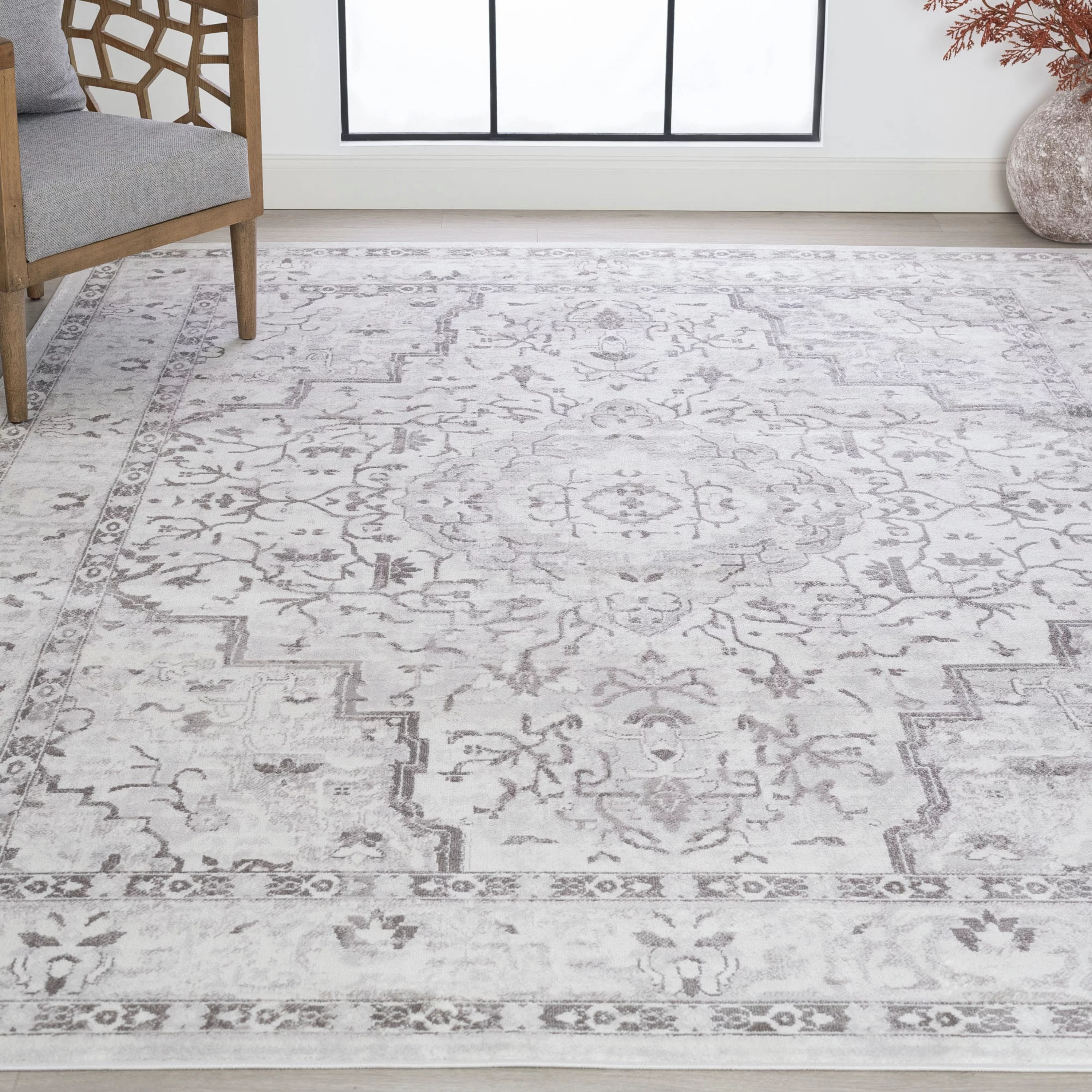 Traditional 8x10 Area Rug (7'10'' x 10'2'') Oriental Gray Living Room Easy to Clean