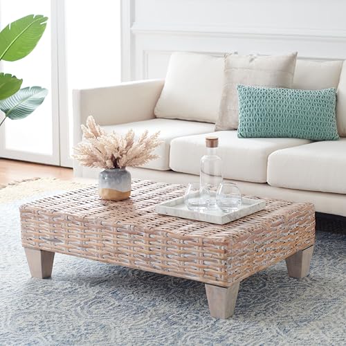 SAFAVIEH Home Collection Leary Coastal Natural White Wash Coffee Table