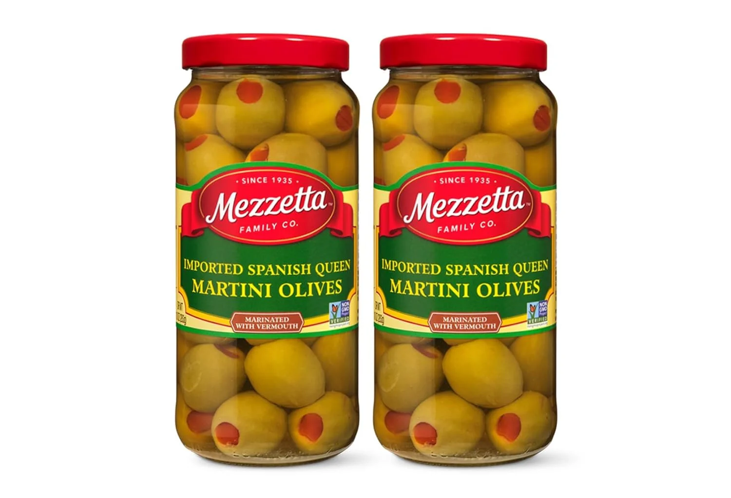 Imported Spanish Queen Martini Olives | Non-GMO, Gluten , Keto | 10 Ounce Drained Weight Jar (Pack Of 2)