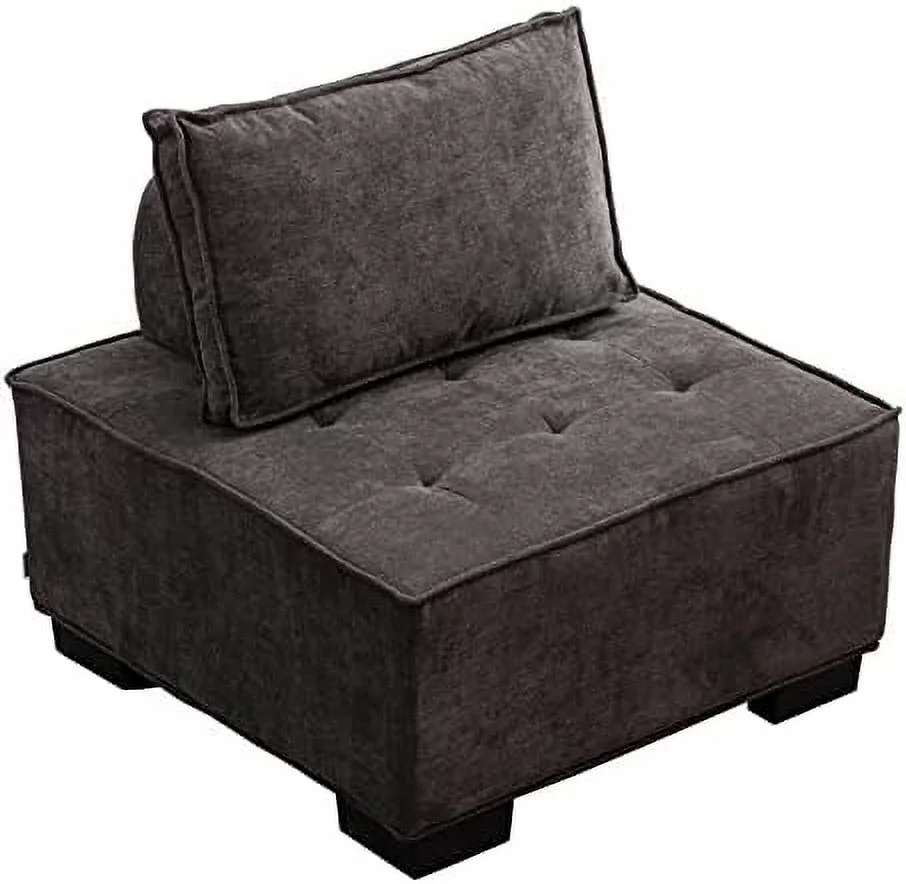 TJUNBOLIFE Modern Upholstered Barrel Chair Leisure Sofa Lounge Chair Lazy Sofa Rubber Wood Legs and Pillow Removable Armless Accent Chair for Living Room Corner Chair Bedroom Salon Office