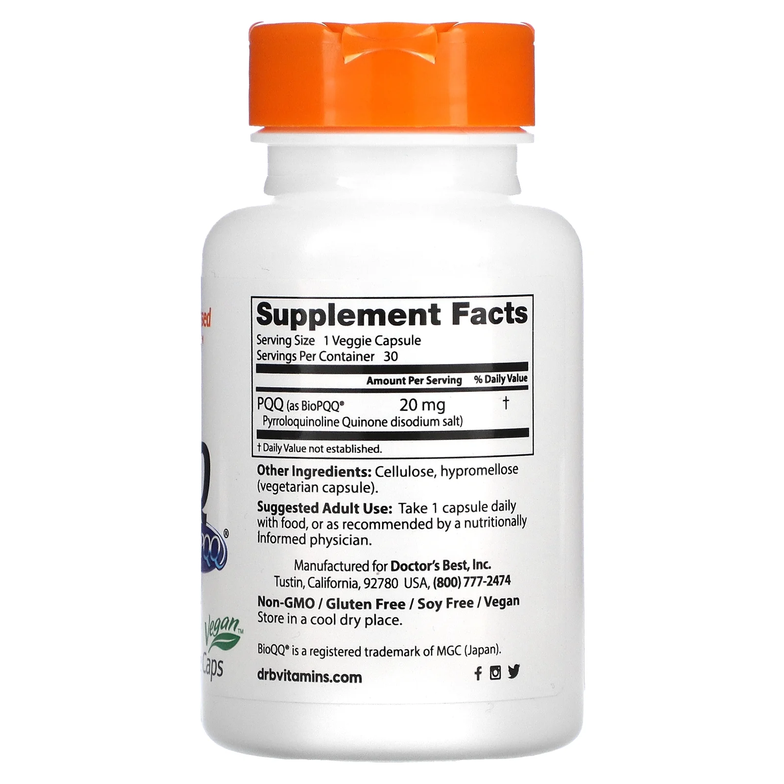 Doctor's Best PQQ with BioPQQ™ - 20 mg - 30 Veggie Caps