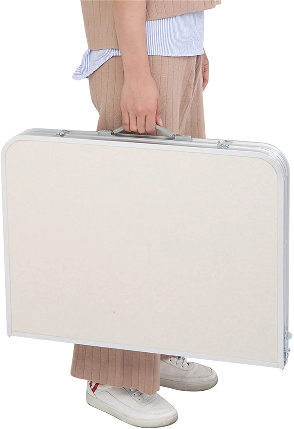 Camping Folding Table,Aluminum Height Adjustable Lightweight Portable Handle,Small Outside Fold Up Card Table for Outdoor Patio Picnic Grill Cooking BBQ Beach Backyard