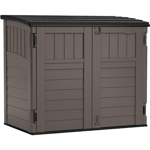 Suncast Outdoor Storage Shed for Backyard and Garden, Horizontal, 4' x 2.5', Stoney Grey - Portable Utility Deck and Cabinet for Tools, Equipment, and Garbage