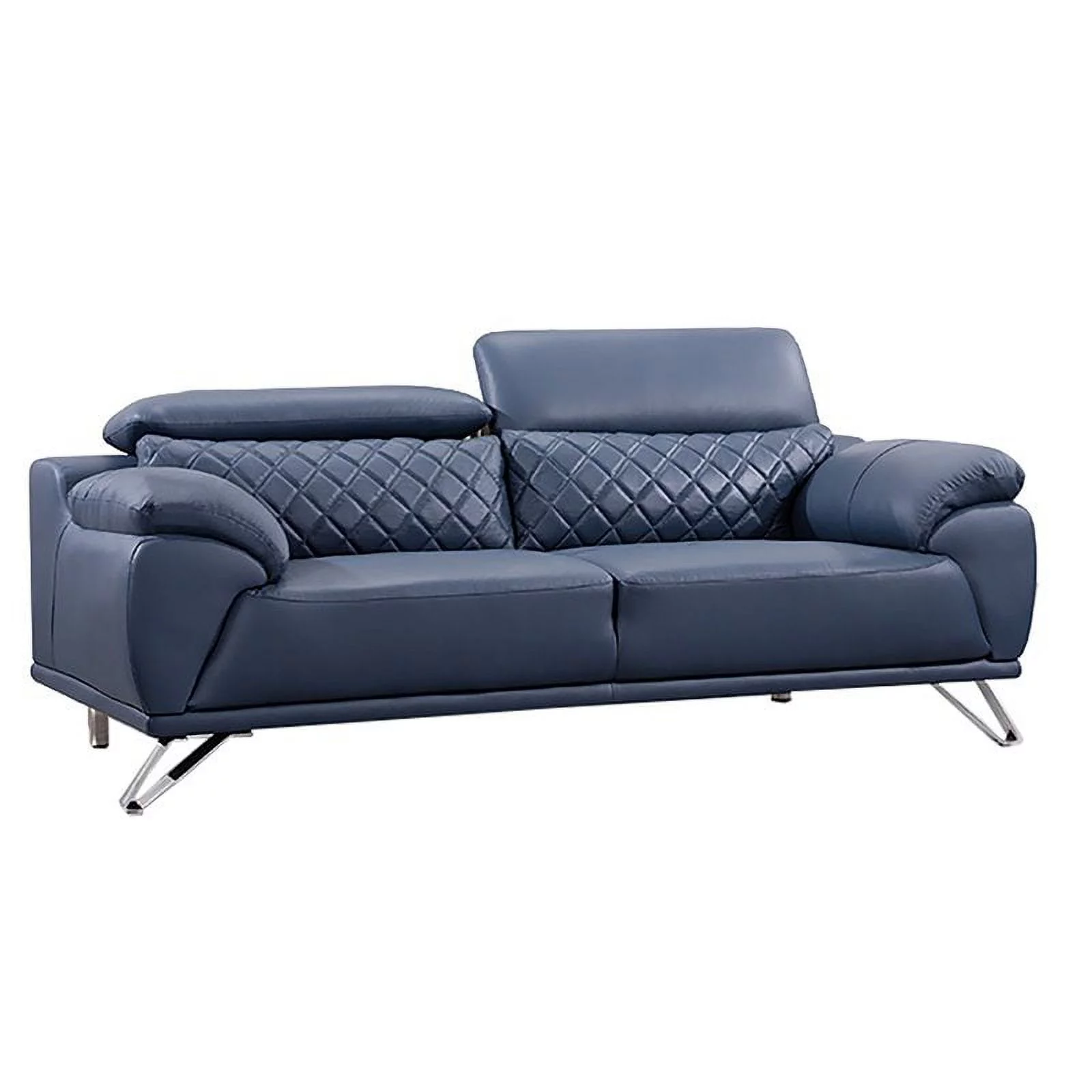 American Eagle Furniture Tufted Modern Leather Sofa in Navy Blue