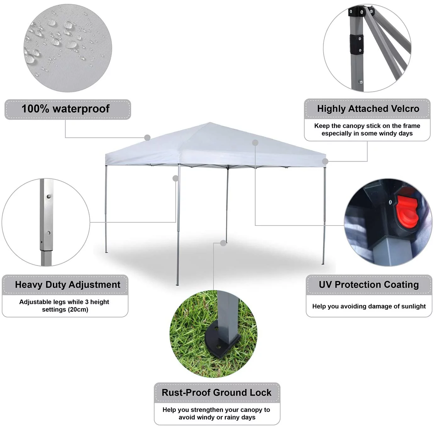 SUGIFT Durable Ez Pop-up Canopy Tent with Bag (10x10, White)