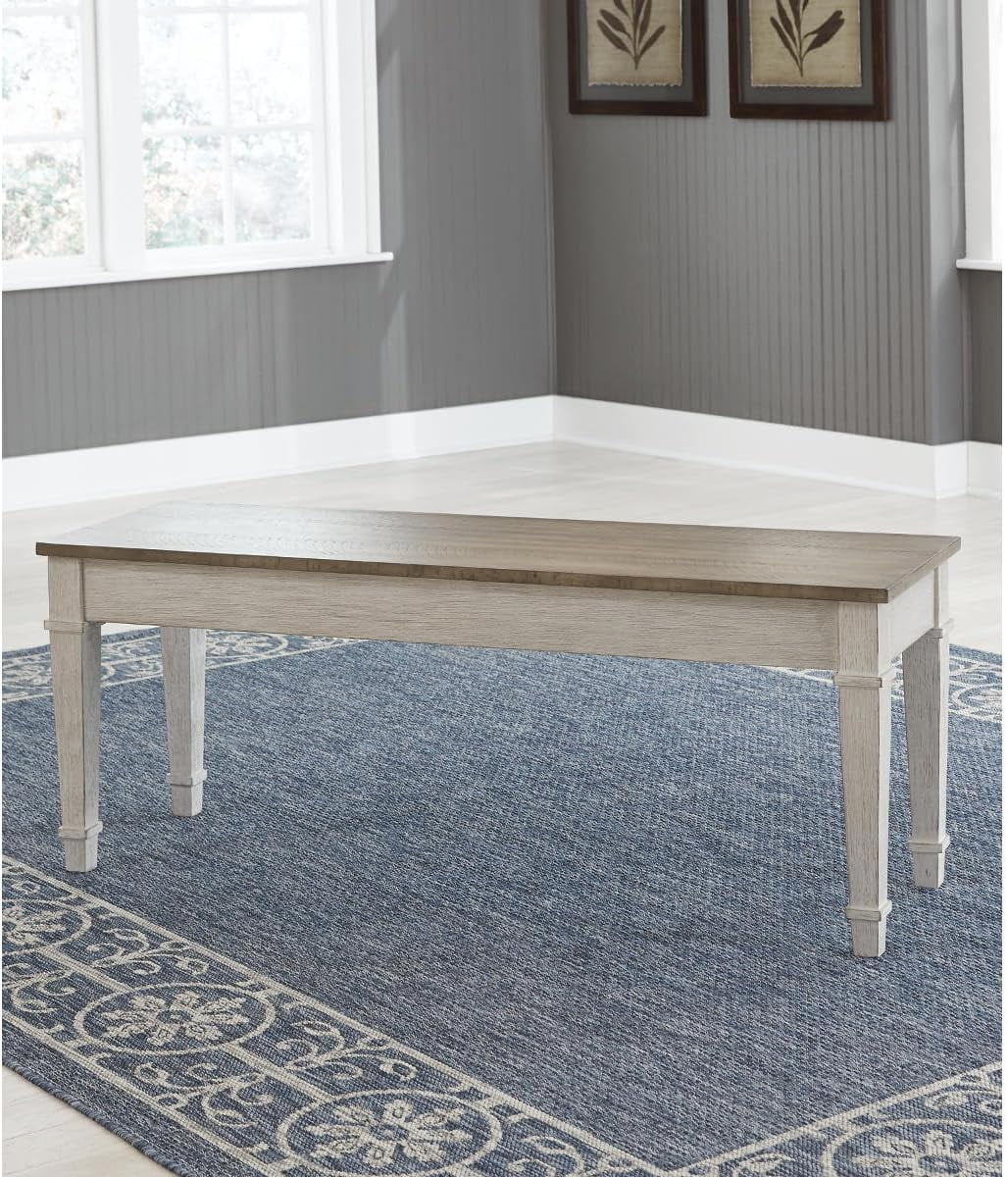 LIHONG Skempton Farmhouse Storage Bench, White & Light Brown