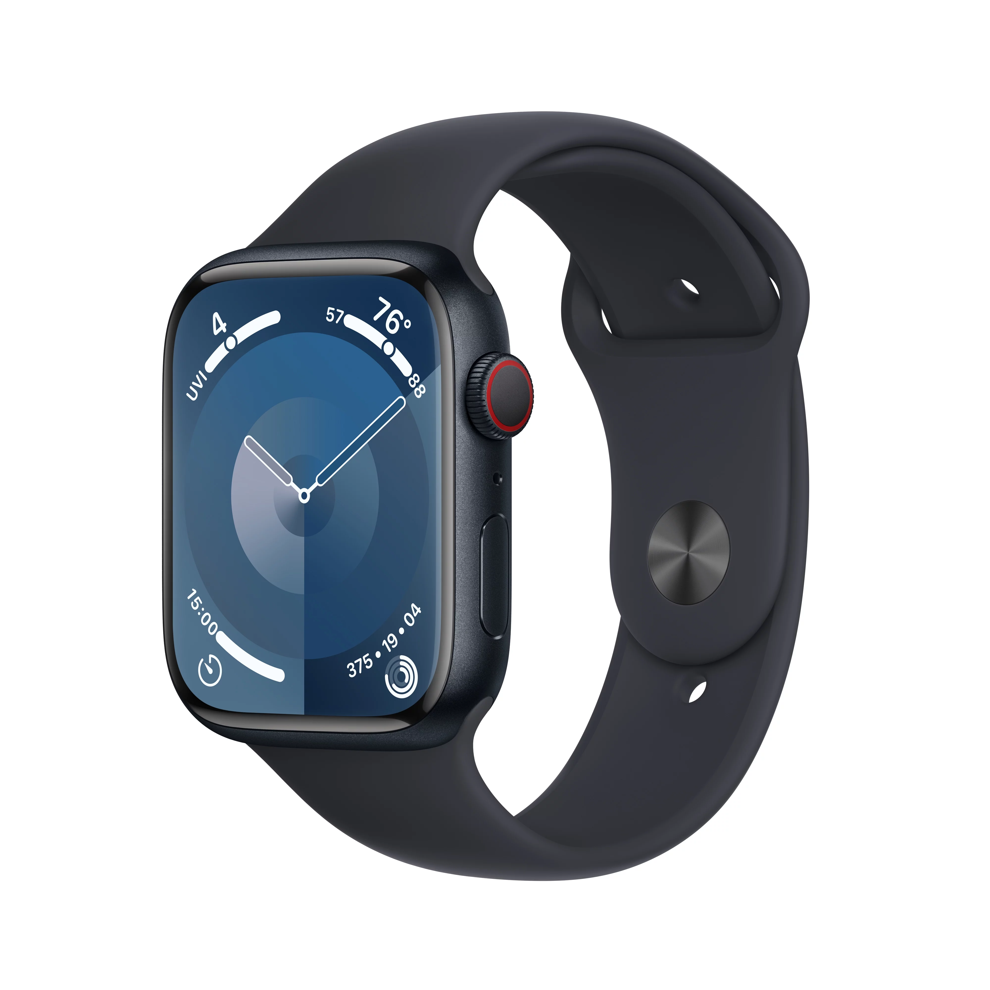 Apple Watch Series 9 GPS + Cellular 45mm Midnight Aluminum Case with Midnight Sport Band - M/L. Fitness Tracker, ECG Apps, Always-On Retina Display, Water Resistant