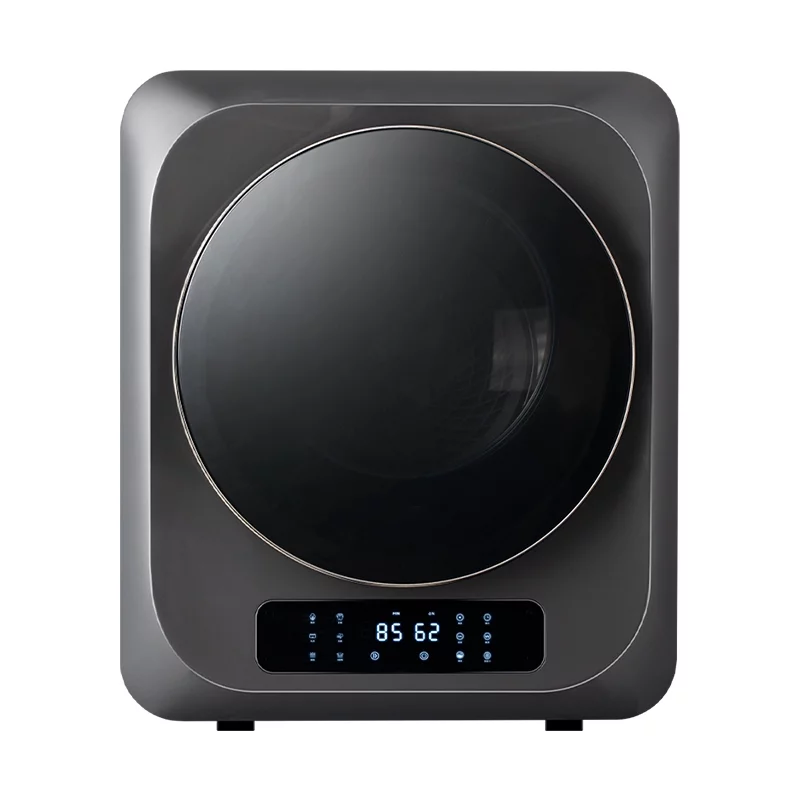 Portable Mini Cloth Dryer Machine FCC Certificate PTC Heating Tumble Dryer Electric Control Panel,Grey Body with Black Door,850W,for Home/Apartment/Dorms,UV Sterilizaiton,Digital Touch Panel